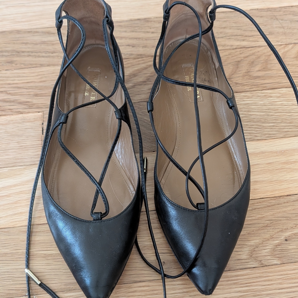 Elegant Black Lace-Up Women's Flats